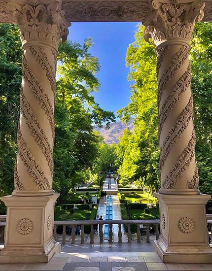 نمایی از معماری زیبای عمارت باغ فردوس